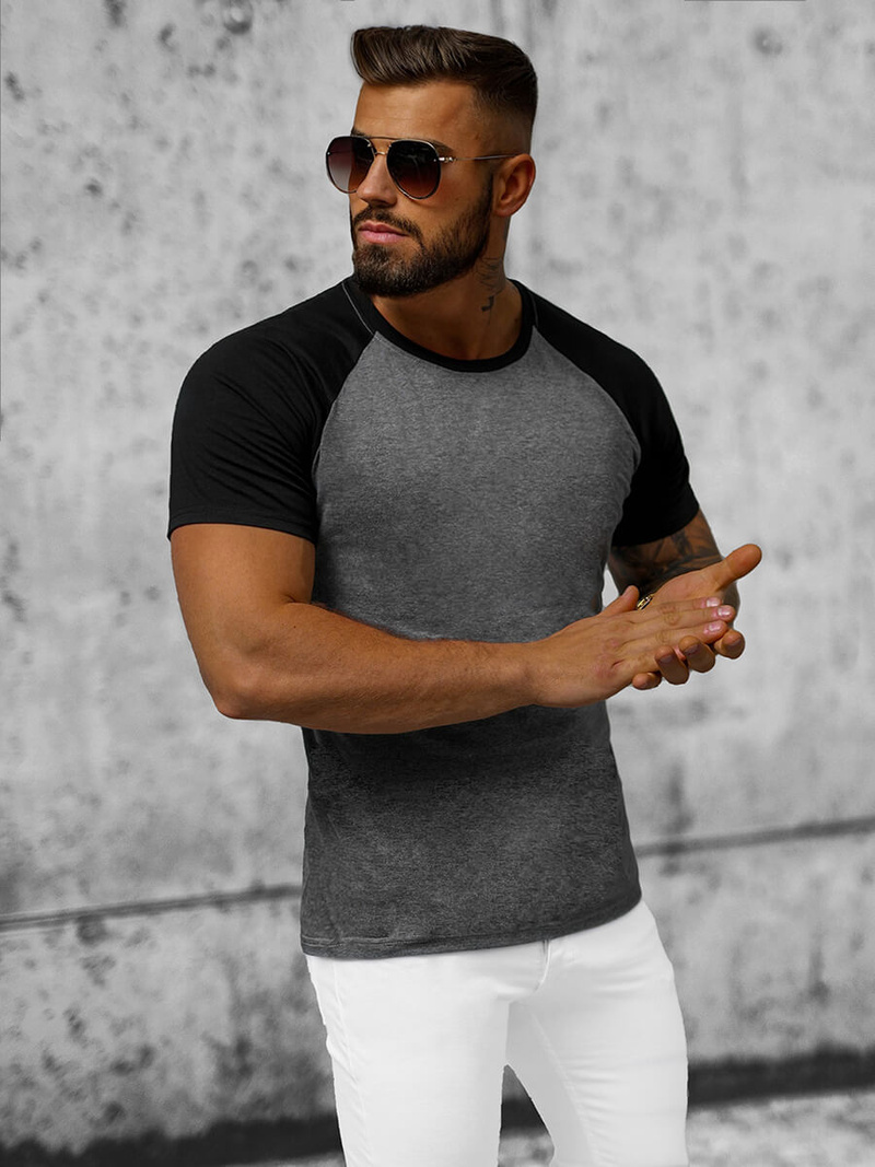 Футболка чоловіча Графiтово-Чорна OZONEE JS/8T82/6Z