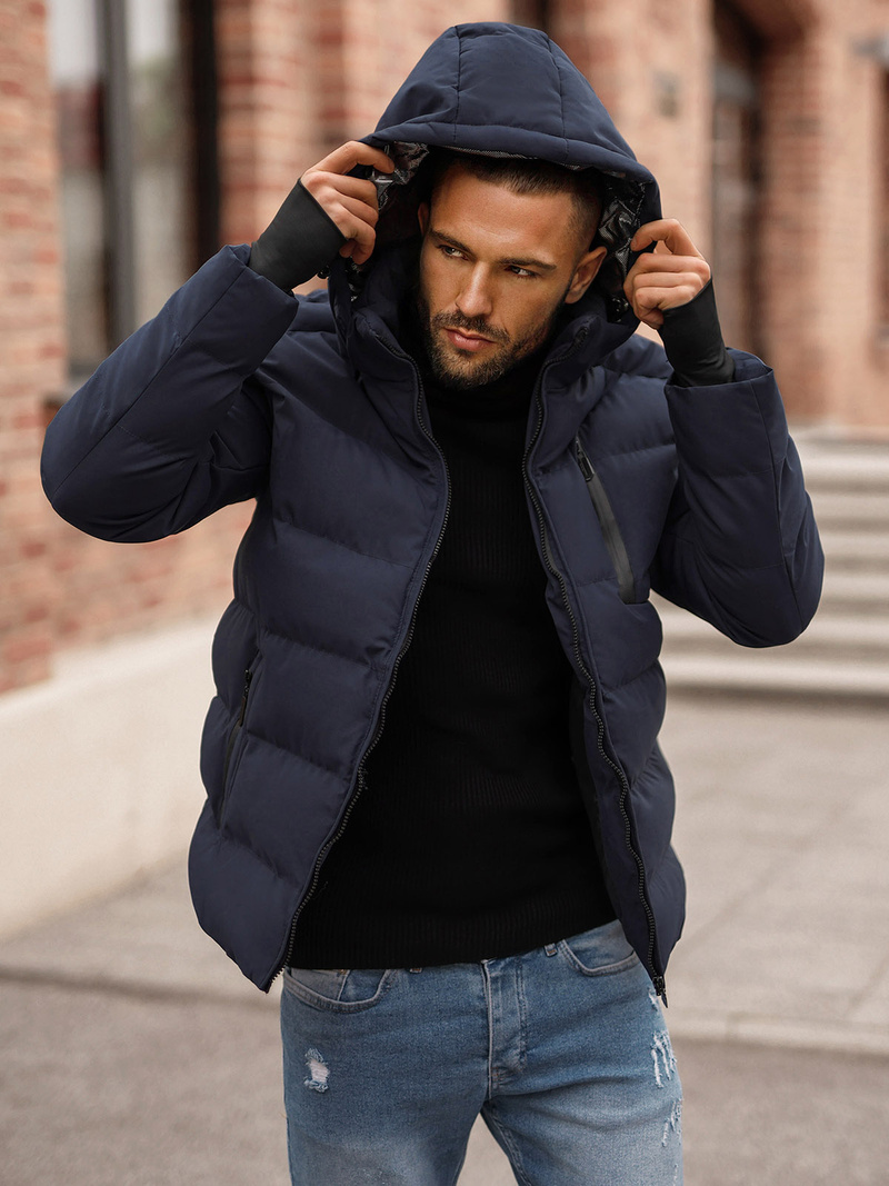 Kurtka zimowa męska pikowana granatowa OZONEE JS/5M756/215Z