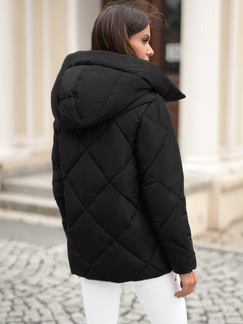 Kurtka zimowa damska pikowana czarna OZONEE JS/5M3175/392Z