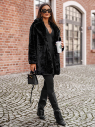 Kurtka zimowa damska z futerkiem czarna OZONEE JS/11Z8168