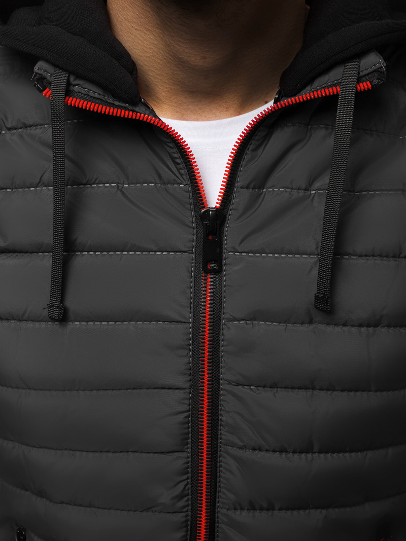 Kamizelka męska pikowana z kapturem grafitowa OZONEE N/6102