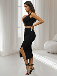 Komplet damski czarny - top i spódnica OZONEE O/JK276