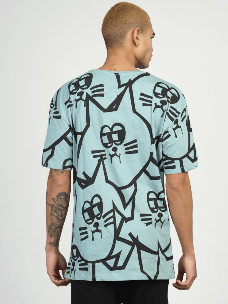 T-Shirt męski z nadrukiem miętowy OZONEE MR/21535