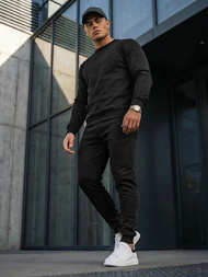 Komplet dresowy męski czarny OZONEE JS/68C10380/3Z