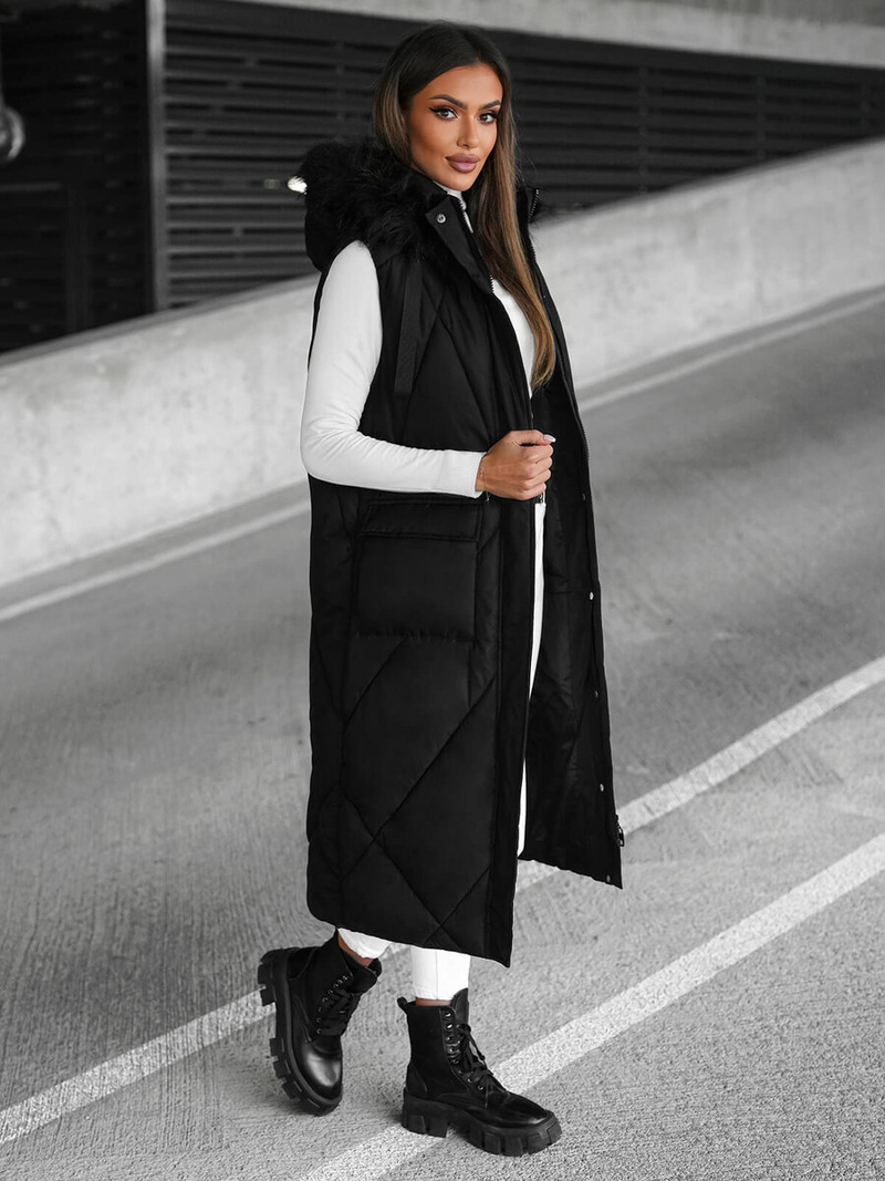 Стьобаний жіночий жилет чорний OZONEE JS/5M3166/392Z