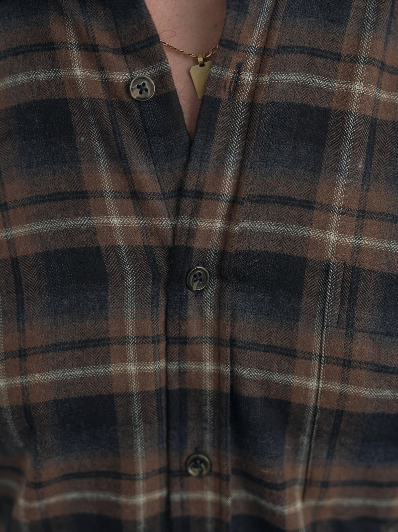 Koszula męska w kratę granatowa OZONEE V/V177Z