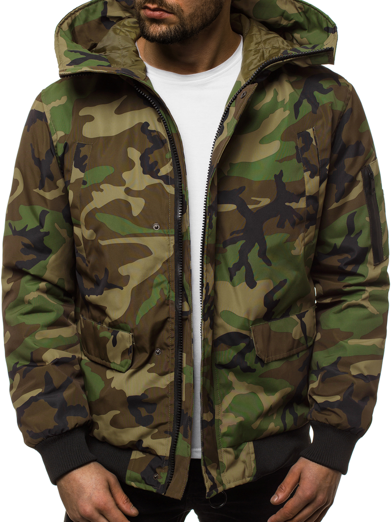 Kurtka zimowa męska moro-zielona OZONEE JS/2019005