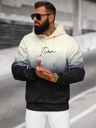 Bluza z kapturem męska biało-czarna OZONEE JS/27B6501/155