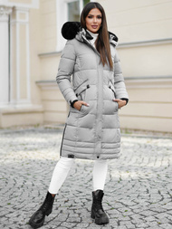 Kurtka zimowa damska długa pikowana szara OZONEE O/W377Z