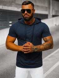 T-shirt męski z kapturem granatowy OZONEE JS/8T89/25