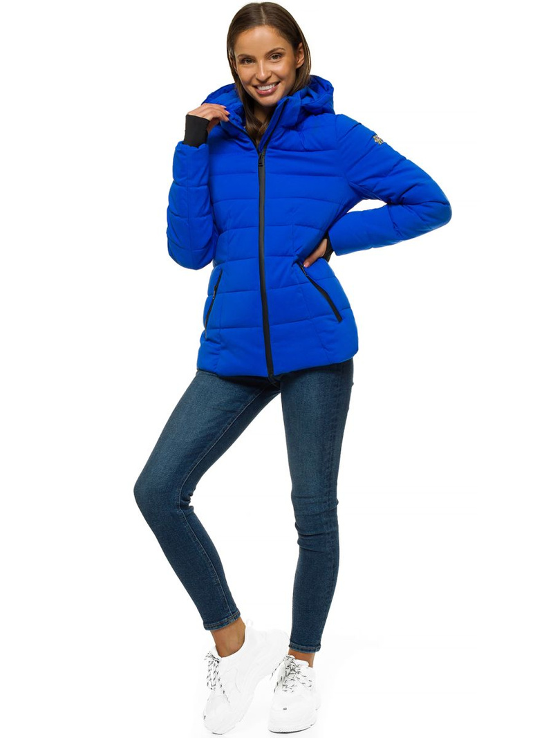Kurtka zimowa z kapturem damska niebieska OZONEE O/M201/42