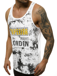 T-Shirt męski bez rękawów biały OZONEE JS/SS11037