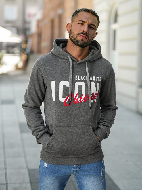 Bluza z kapturem męska grafitowa OZONEE JS/8B1736/5