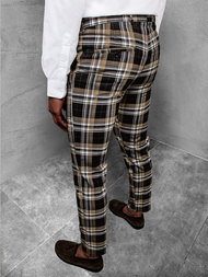 Spodnie męskie chino materiałowe czarno-beżowe OZONEE DJ/5593