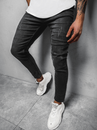 Spodnie jeansowe męskie czarne OZONEE DP/696/5