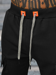 Spodnie dresowe męskie czarno-pomarańczowe OZONEE O/FF5026