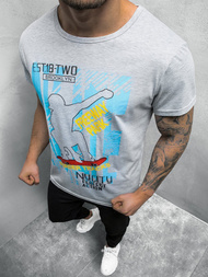 T-Shirt męski z nadrukiem szary OZONEE JS/KS2663