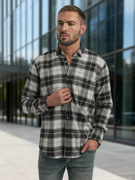 Koszula męska w kratę szara OZONEE V/V172