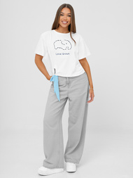 T-shirt damski z nadrukiem biało-niebieski OZONEE JS/RJ77247