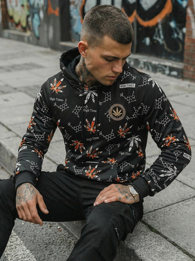 Bluza z kapturem męska czarna OZONEE O/B266Z