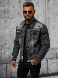 Kurtka męska jeansowa czarna OZONEE NB/MJ507NZ