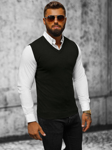 Sweter męski bez rekawów czarny OZONEE NB/MM6005/4Z