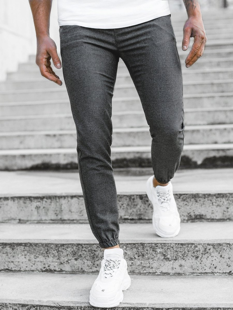 Spodnie męskie chino joggery grafitowe OZONEE DJ/5255/21Z