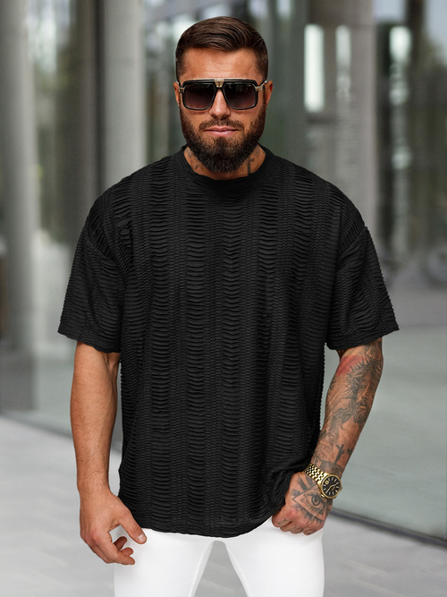 T-shirt męski oversize czarny OZONEE O/B1149