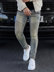 Spodnie jeansowe męskie slim fit niebieskie OZONEE O/EM8886Z