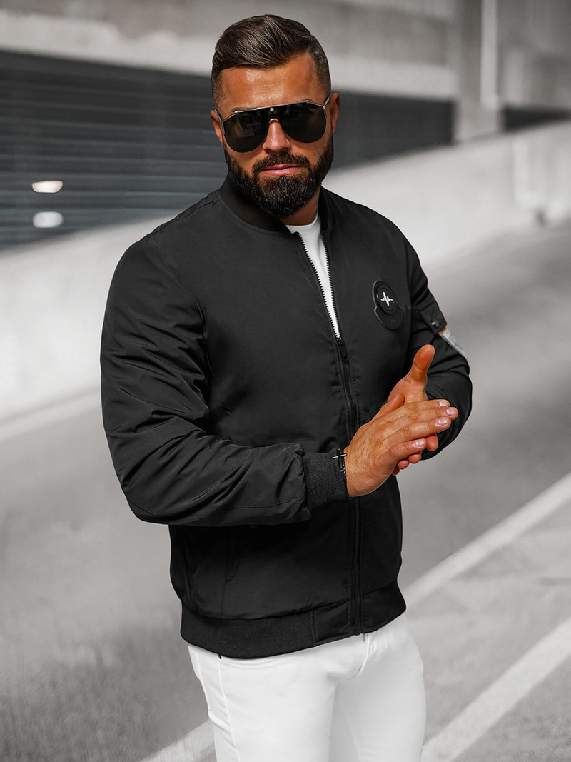 Kurtka męska bomberka czarna OZONEE JS/84M3037/392