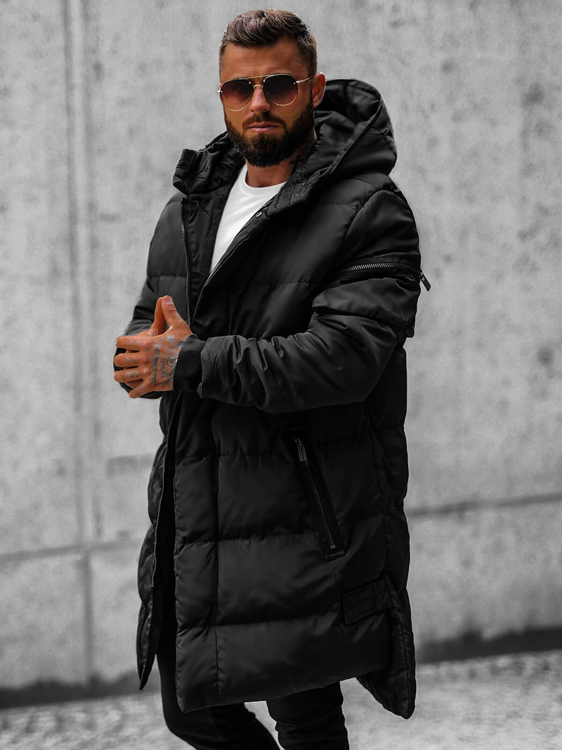 Kurtka zimowa męska pikowana czarna OZONEE O/M799