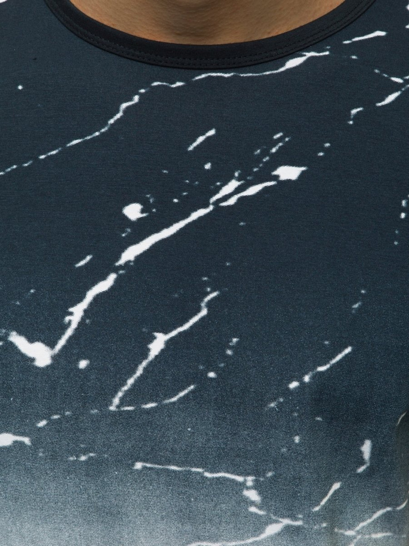 T-Shirt męski granatowo-żółty OZONEE JS/SS11119