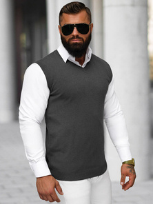 Sweter męski bez rekawów grafitowy OZONEE NB/MM6005/3Z