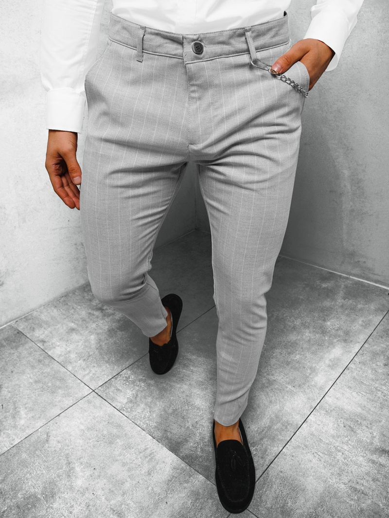 Spodnie męskie chino materiałowe szare OZONEE DJ/5566