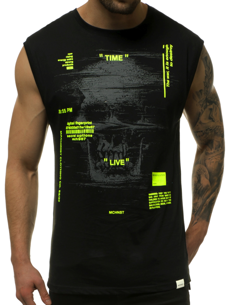 Майка чоловіча чорний жовтий OZONEE MACH/M1212