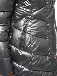 Kurtka zimowa damska parka z futerkiem srebrna OZONEE O/DK026/24