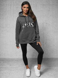 Bluza z kapturem oversize grafitowa OZONEE O/SWE23019Z