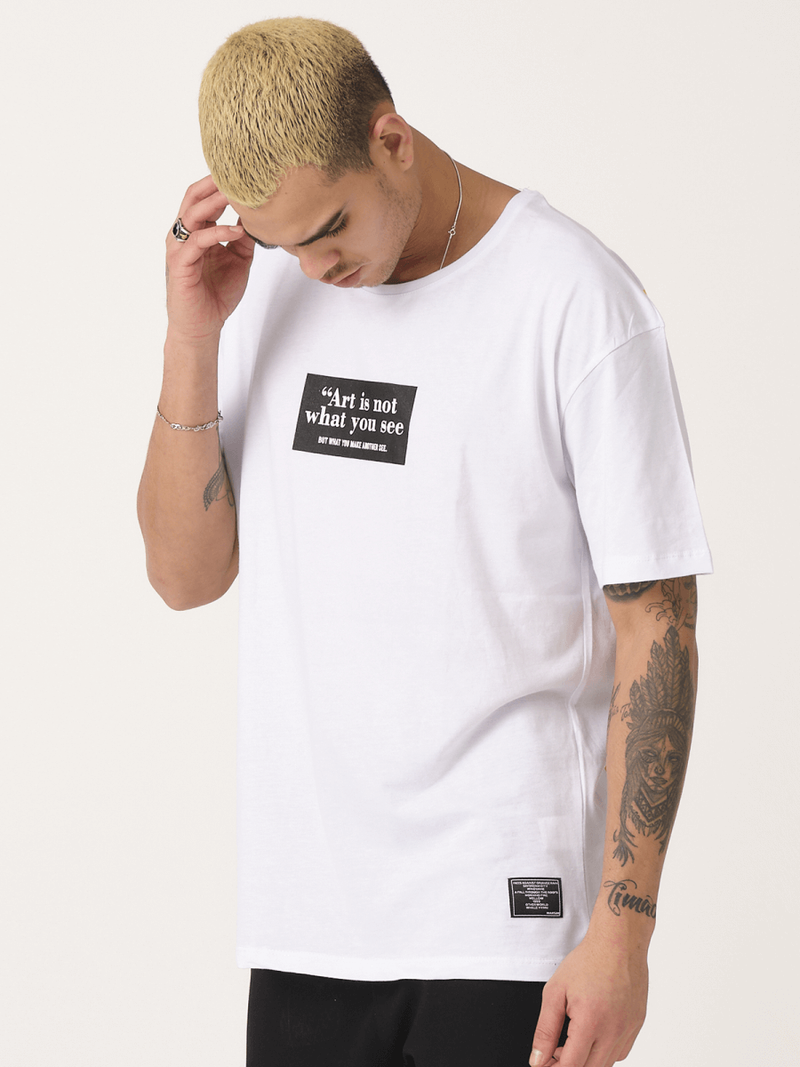 T-Shirt męski z nadrukiem biały OZONEE MR/21540