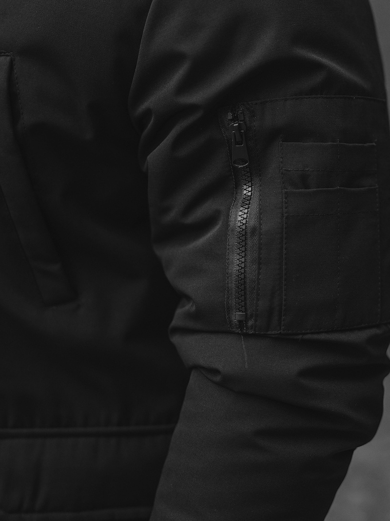 Kurtka zimowa męska z futerkiem czarna OZONEE JS/M2019/392