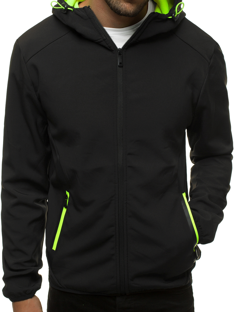 Kurtka softshell męska z kapturem czarna OZONEE JS/KS2189