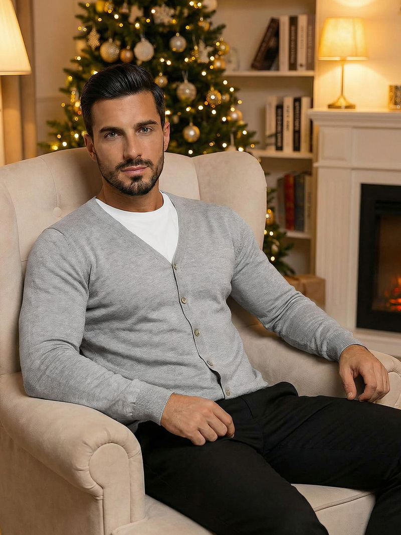 Sweter męski rozpinany szary OZONEE NB/MM6006/2Z