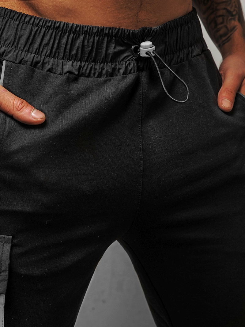 Spodnie męskie chino jogger materiałowe czarne b/21203004