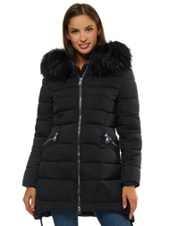 Kurtka zimowa damska parka z futerkiem czarna OZONEE O/SW029/1
