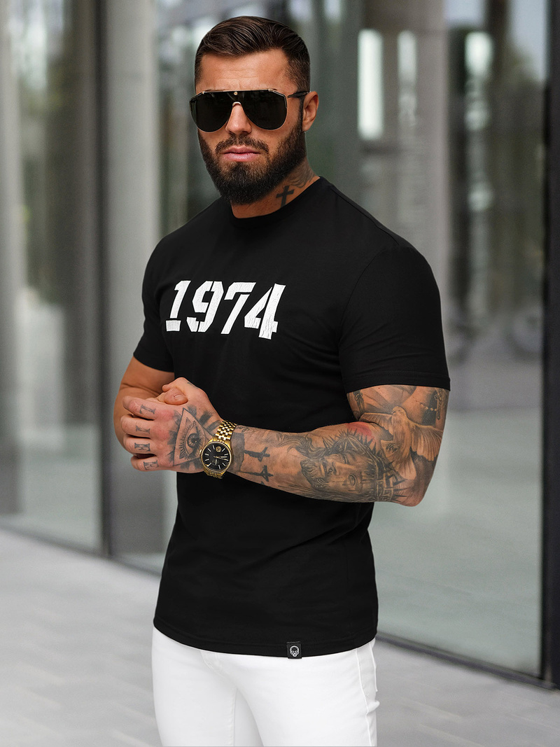 T-shirt męski slim fit czarny OZONEE NB/MT3130
