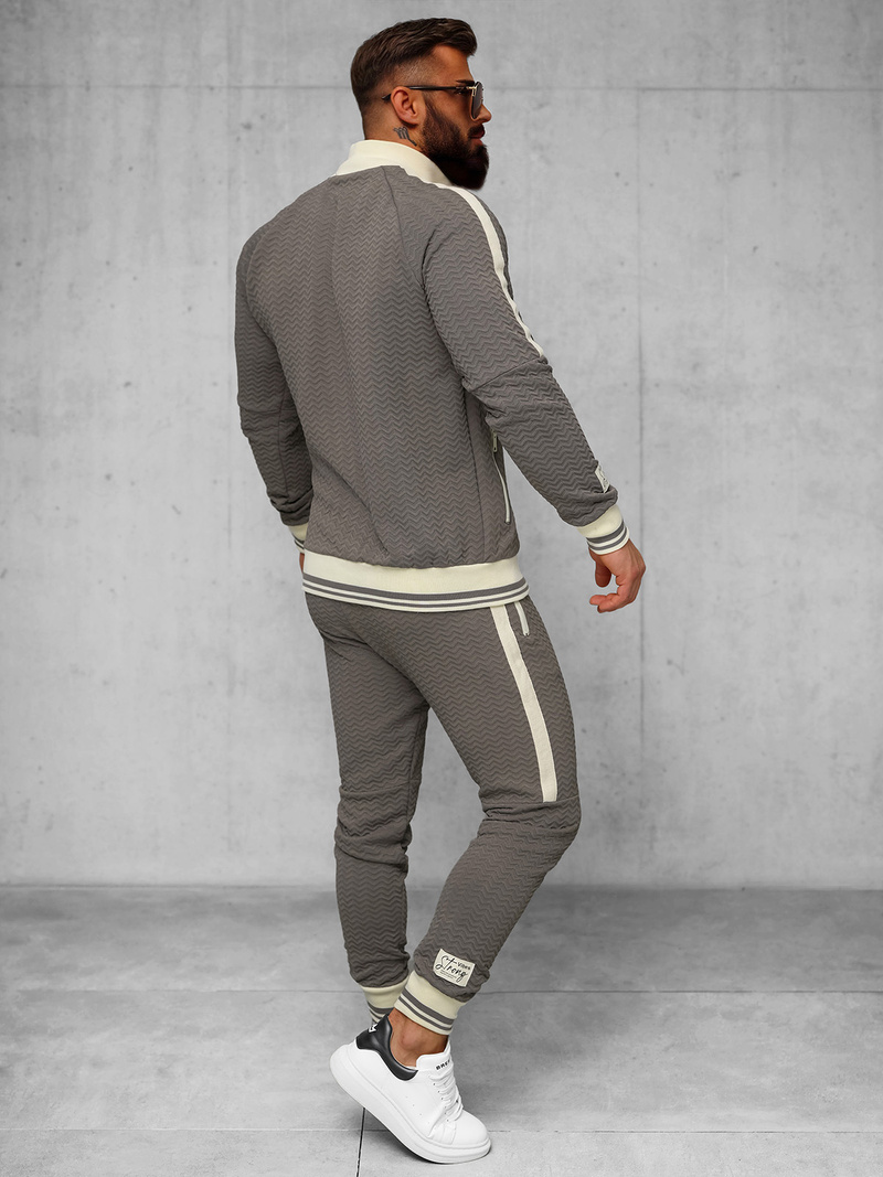 Komplet dresowy męski beżowo-szary OZONEE O/FF5030AB