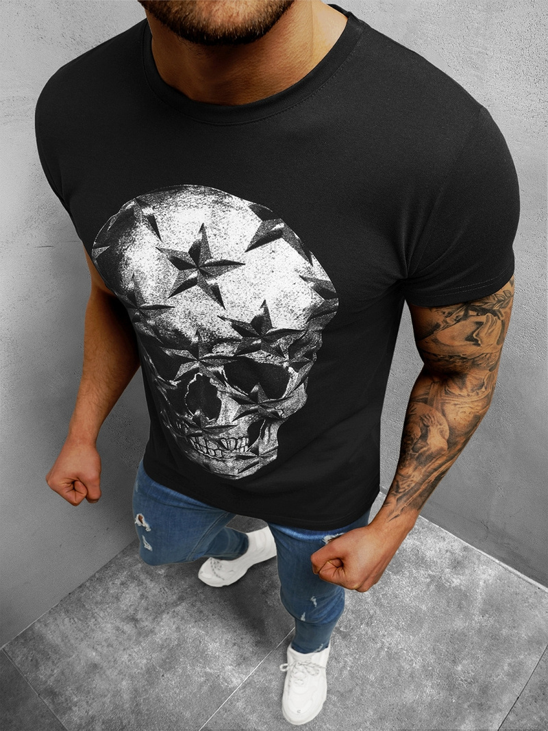 T-Shirt męski czarny OZONEE O/1296