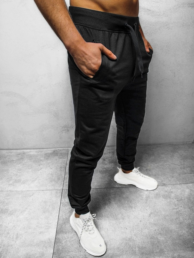 Spodnie dresowe męskie czarne OZONEE JS/68K10001JS/3