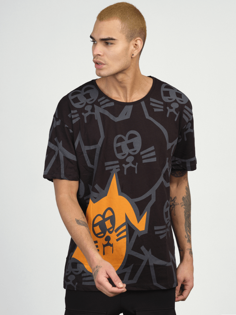 T-Shirt męski z nadrukiem czarny OZONEE MR/21535