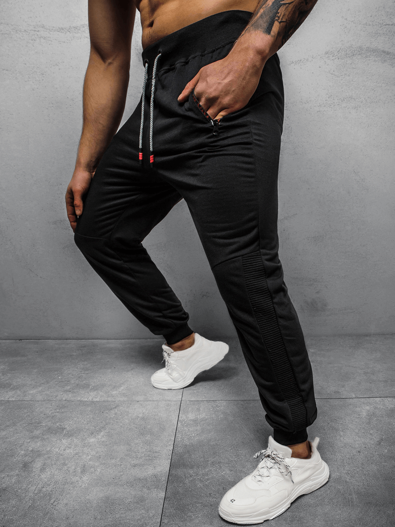 Spodnie dresowe męskie czarne OZONEE JS/68K10215