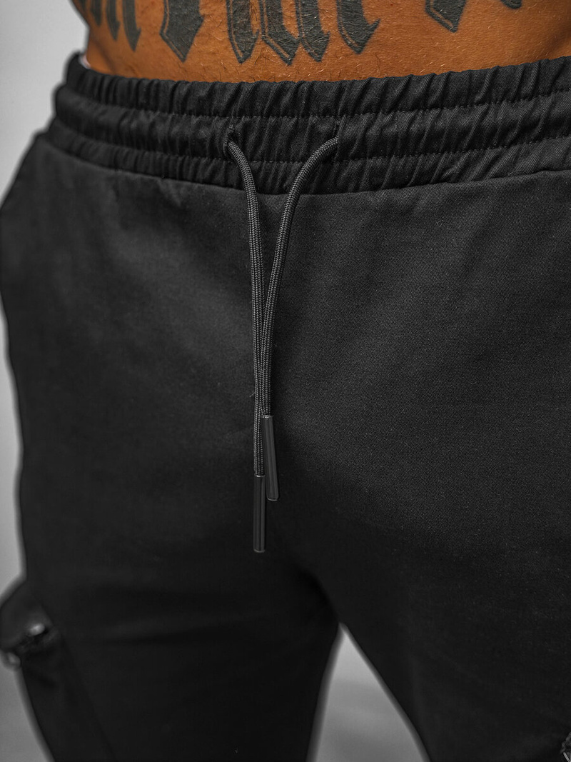 Spodnie męskie chino joggery czarne OZONEE O/475